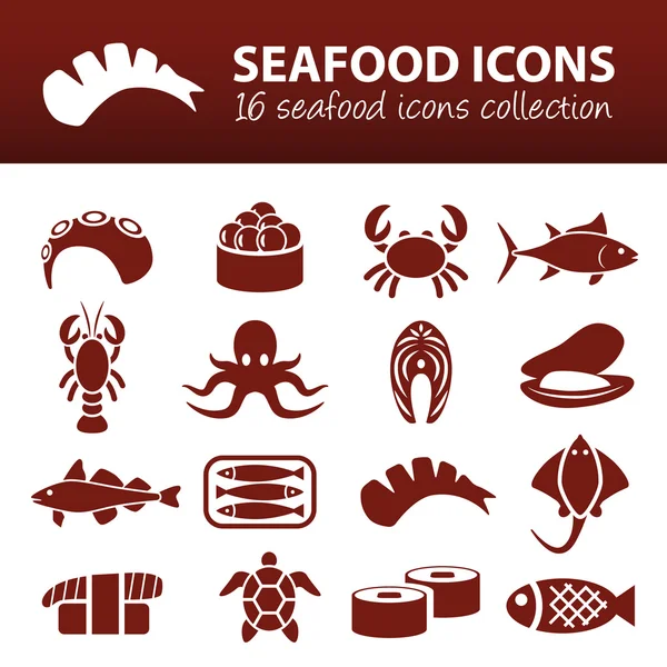 Iconos de mariscos — Vector de stock