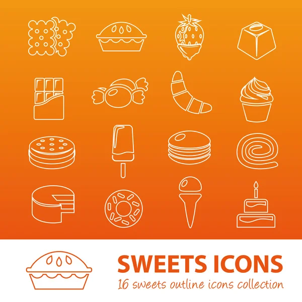 Sweets outline icons — Stock Vector