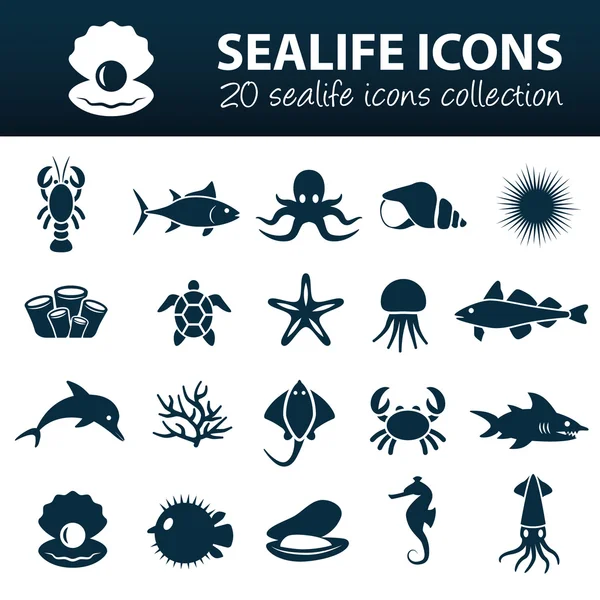 Sealife ikony — Wektor stockowy