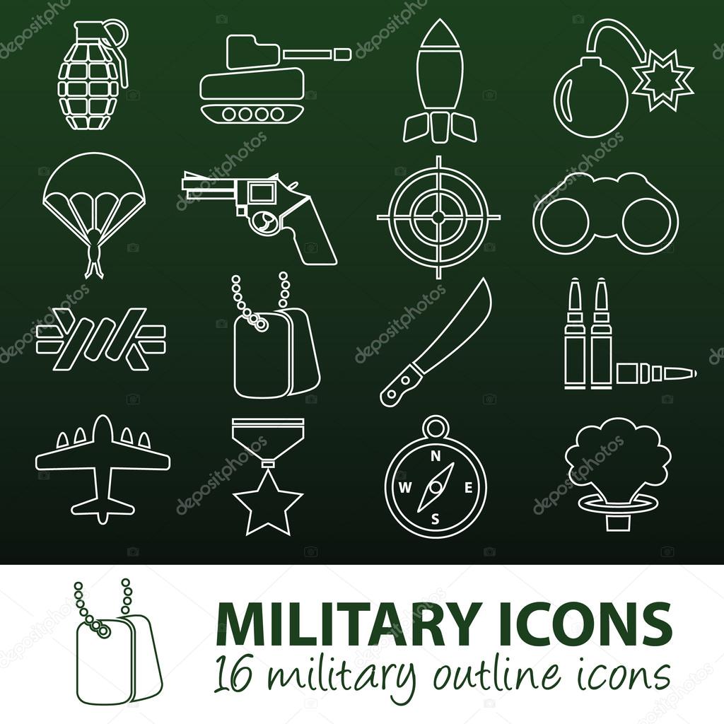 military outline icons