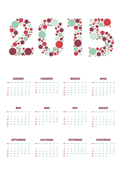 Vertikaler Kalender 2015 — Stockvektor