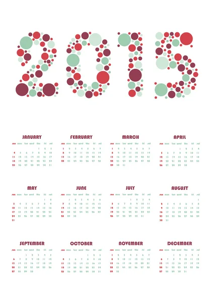 Vertical calendar 2015 — Stock Vector