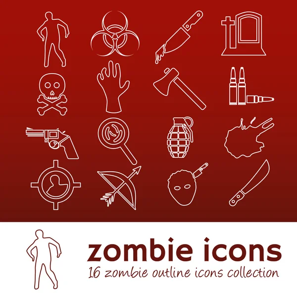 Zombie outline icons — Stock Vector