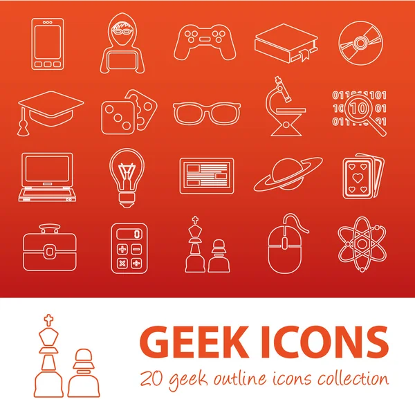 Icone del contorno geek — Vettoriale Stock