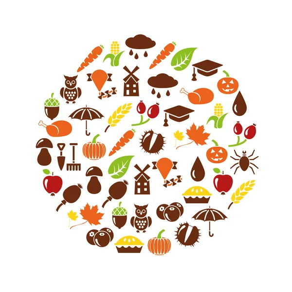 Autumn icons in circle — Stock Vector