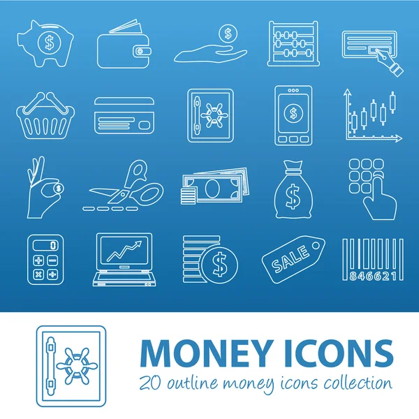 Iconos de contorno de dinero — Archivo Imágenes Vectoriales