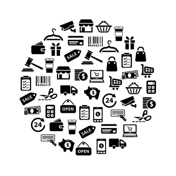 Icônes de shopping en cercle — Image vectorielle