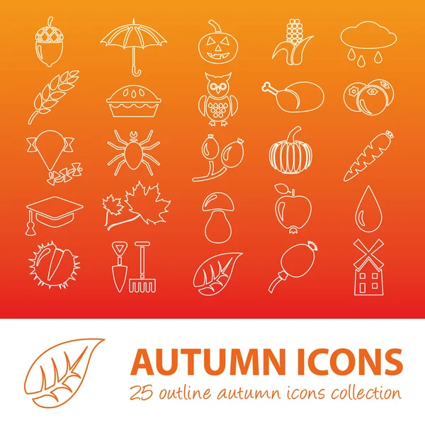 Autumn outline icons — Stock Vector