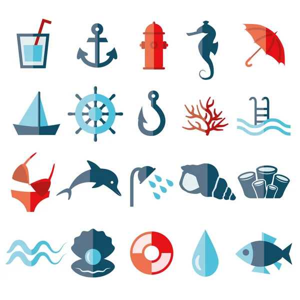 Water flat icons — Stock Vector