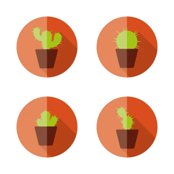 Cactus platt ikoner — Stock vektor