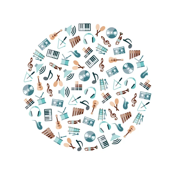 Icônes plates de musique en cercle — Image vectorielle