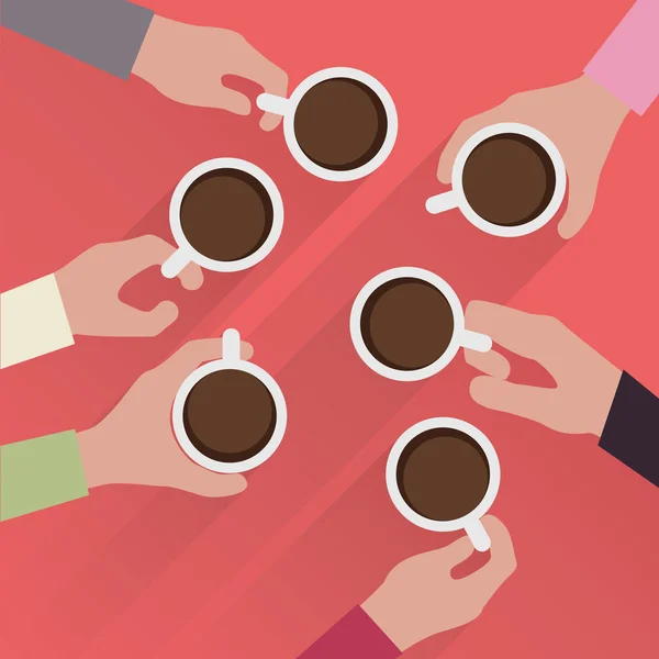 Manos con taza de café — Vector de stock