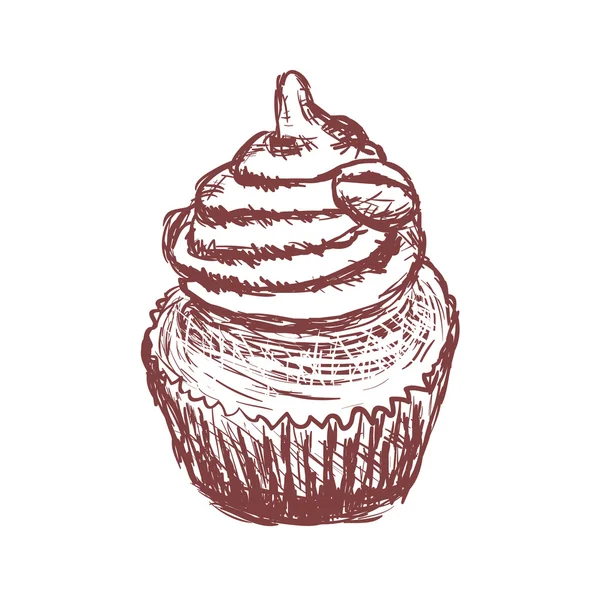 Doodle Kaffee Cupcake — Stockvektor