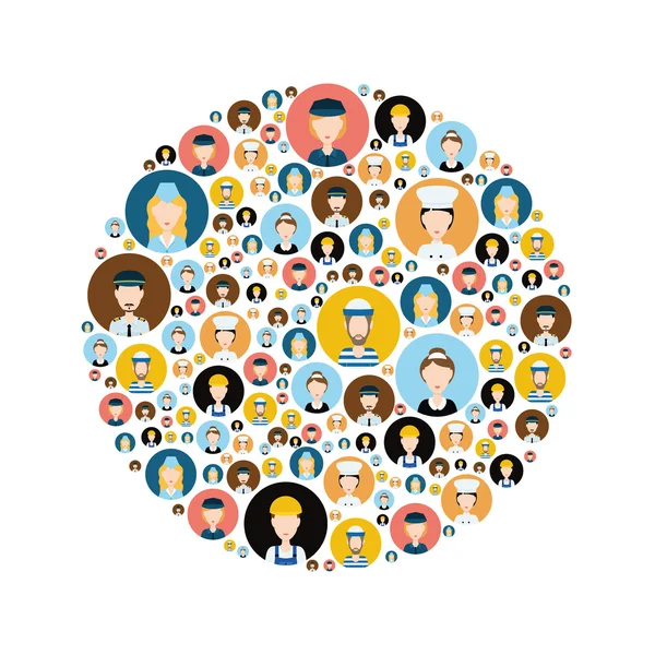 People head icons in circle — Stock Vector