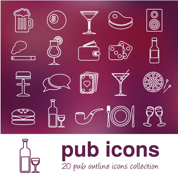 Pub outline icons — Stock Vector