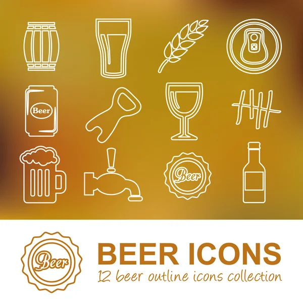 Icônes contour bière — Image vectorielle