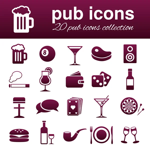 Pub icons — Stock Vector