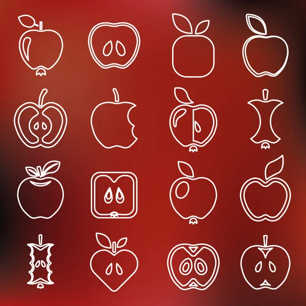 Icone del contorno mela — Vettoriale Stock