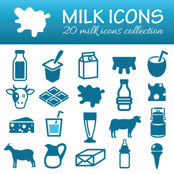 Iconos de leche — Vector de stock