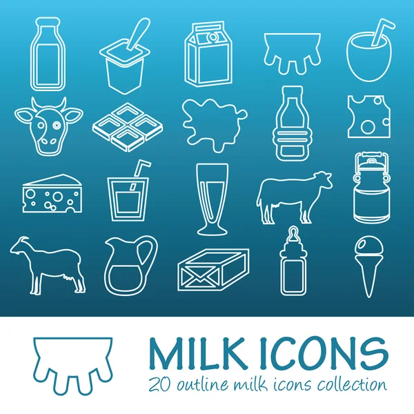 Esbozar iconos de la leche — Vector de stock