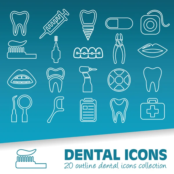 Ícones de contorno dentário —  Vetores de Stock