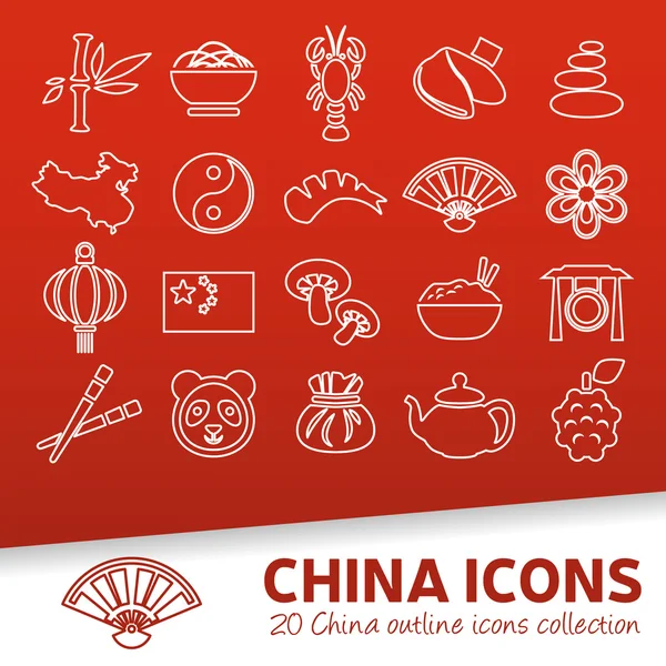 China outline icons — Stock Vector