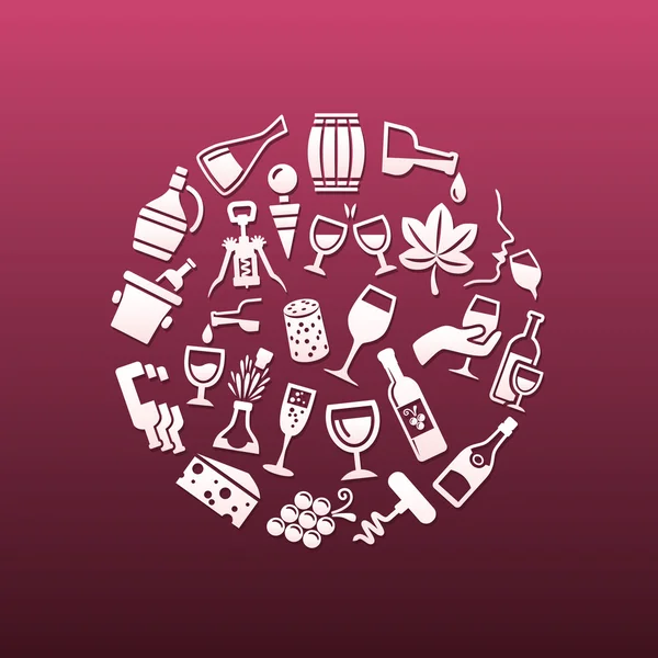 Icônes du vin en cercle — Image vectorielle