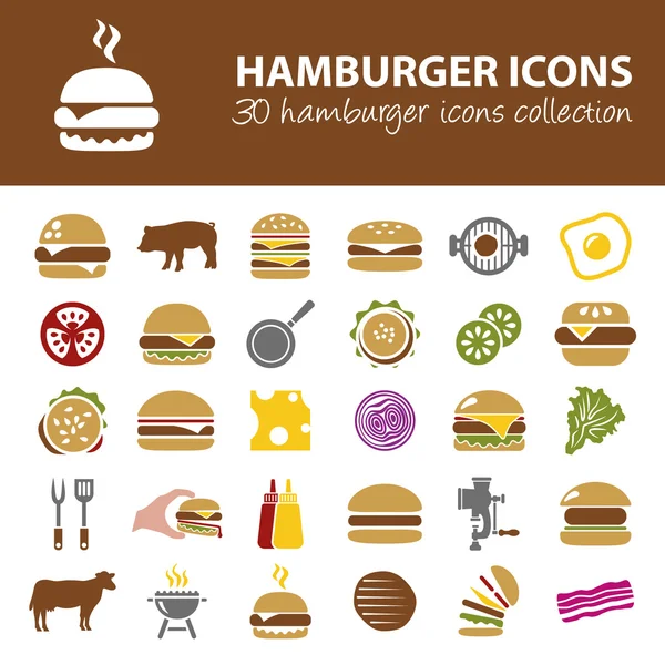 ハンバーガーのアイコンicônes de hamburger — ストックベクタ