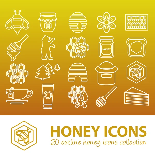 Honey outline icons — Stock Vector