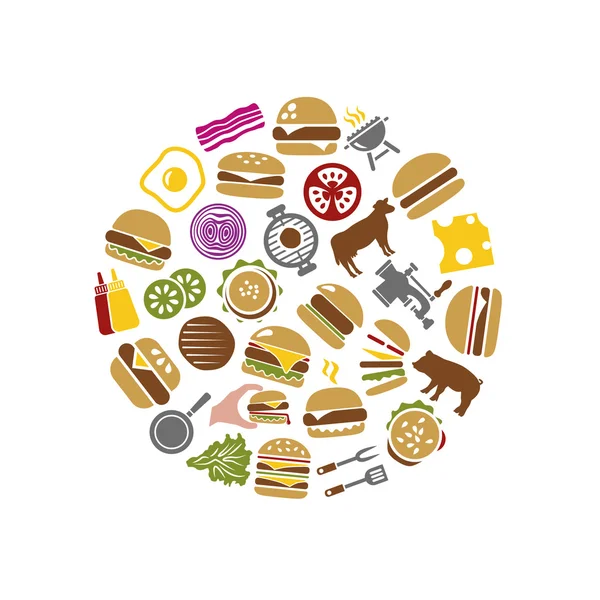 Hamburger ikonok a kör — Stock Vector