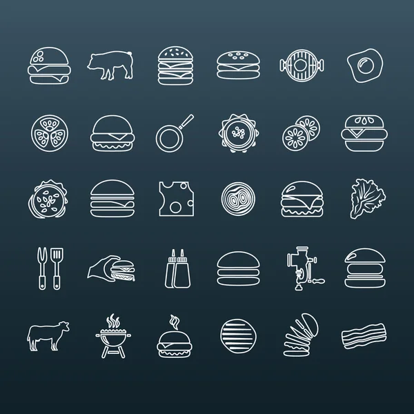 Iconos de esquema de hamburguesa — Archivo Imágenes Vectoriales