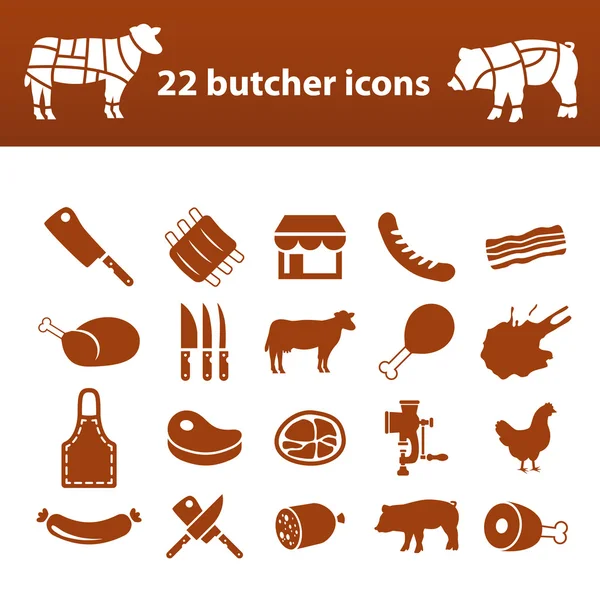 Butcher icons — Stock Vector