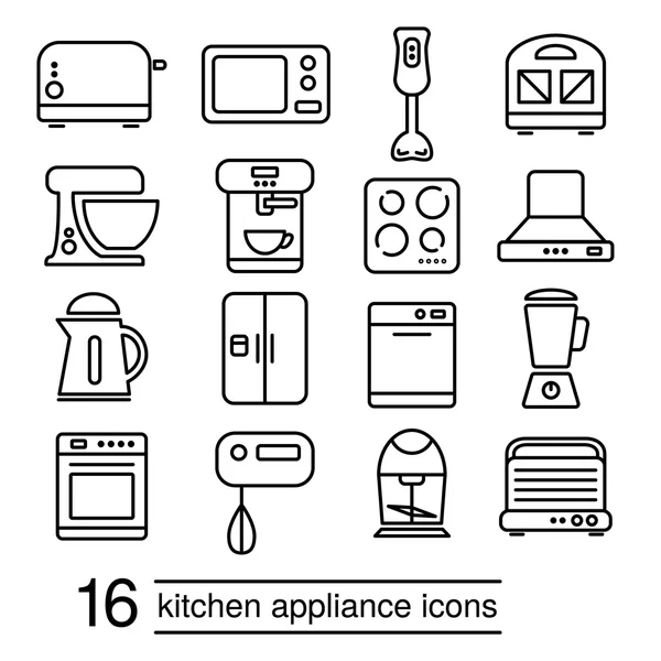 Vector cocina electrodomésticos iconos — Vector de stock