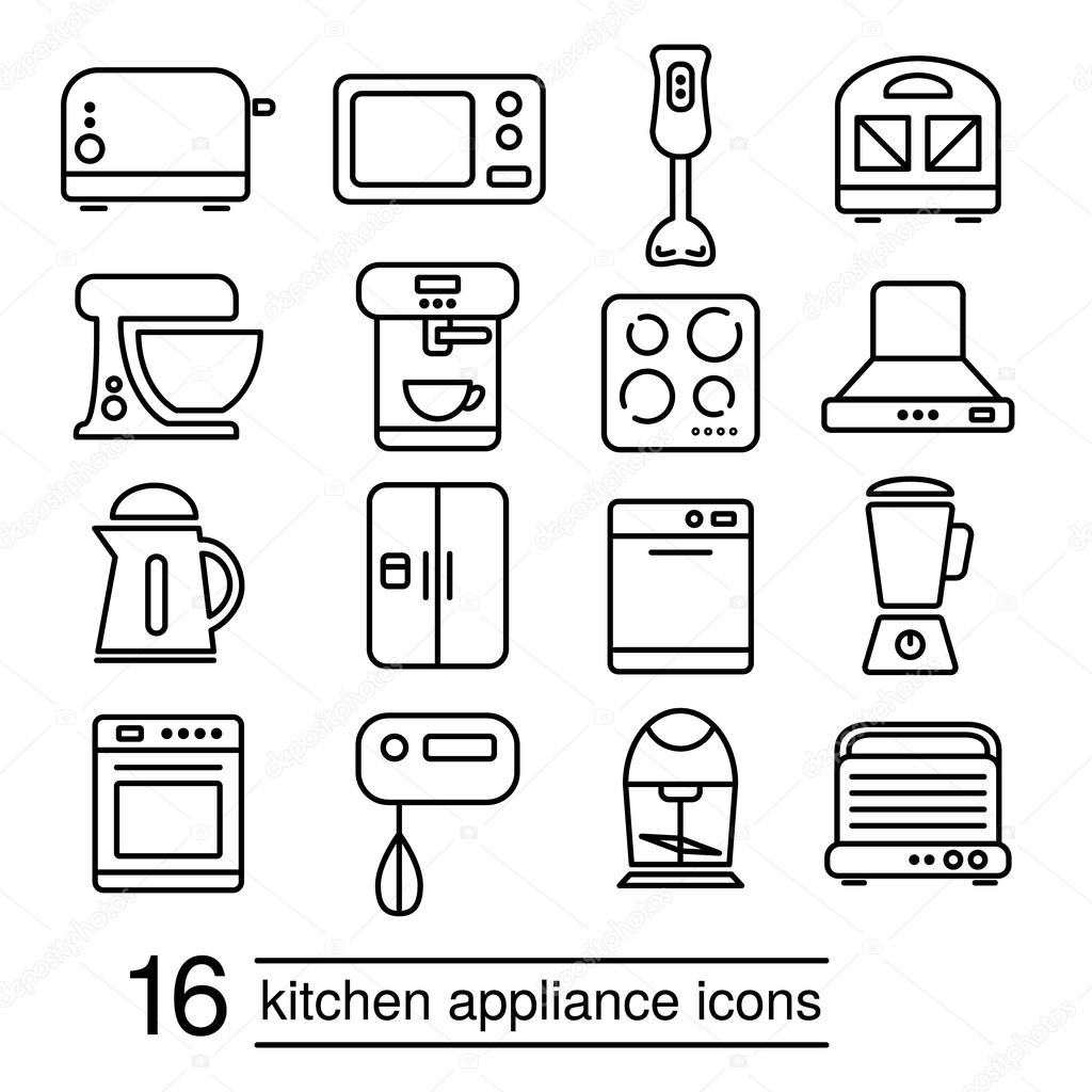 Vector kitchen appliance icons Stock Vector by ©glorcza 91490136