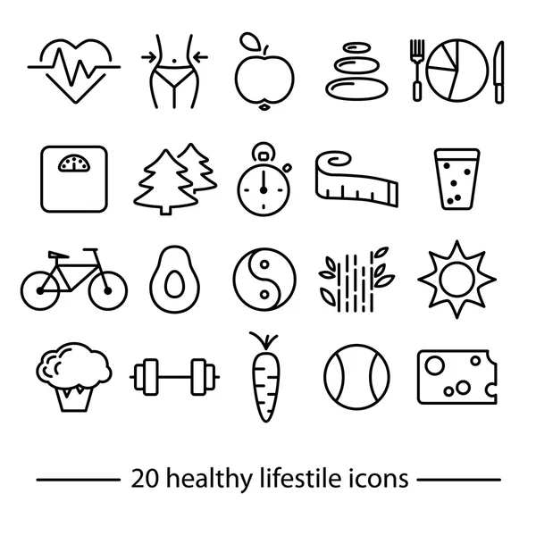 Iconos de estilo de vida saludable — Vector de stock