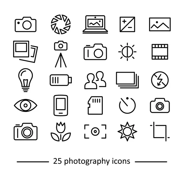 Colección de iconos de fotografía — Vector de stock