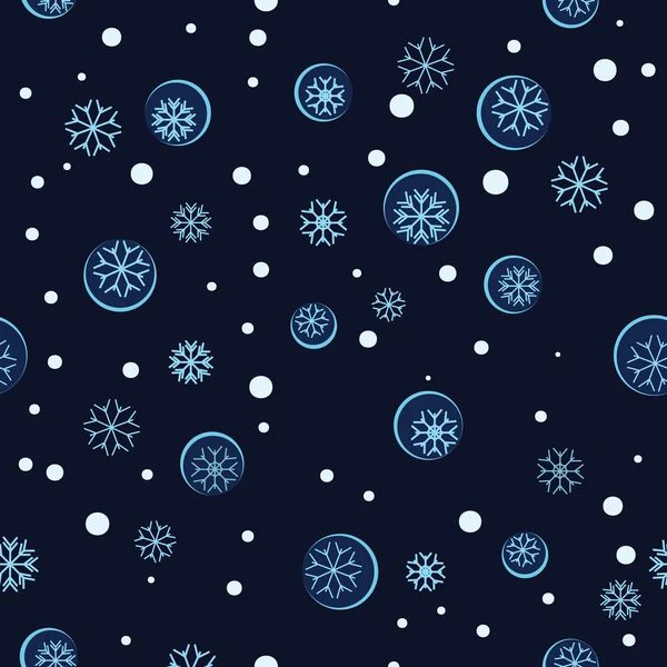 Copos de nieve que caen, patrón sin costuras — Vector de stock