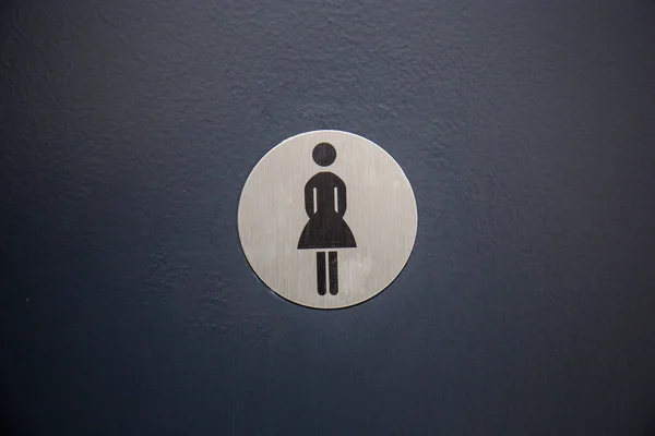 Assine Para Banheiro Feminino Porta Preta — Fotografia de Stock