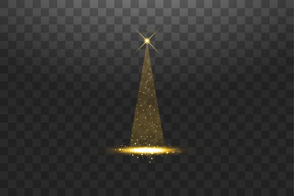 Aydınlatma ışıkları şeffaf arkaplanda izole edilmiş parlak Noel ağacı. Mutlu Yıllar 'ın sembolü olarak beyaz ve altın Noel ağacı, Mutlu Noeller bayramı kutlaması. Parlak ışık dekorasyonu — Stok Vektör