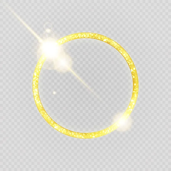 Lussuoso anello d'oro. Cerchi luminosi vettoriali ed effetto luce scintilla. — Vettoriale Stock