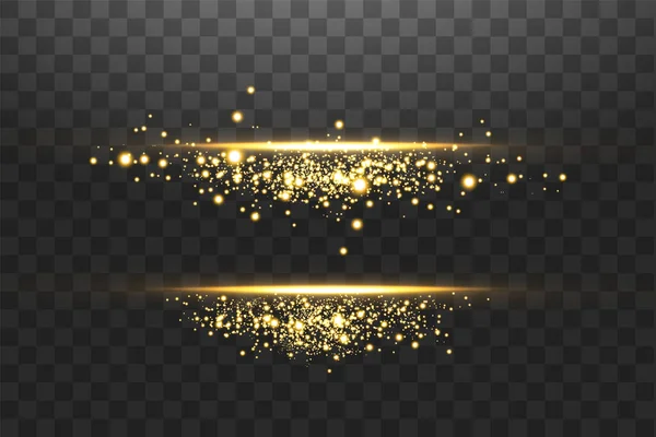 Glow isolated gold transparent effect, lens flare, explosion, glitter, line, sun flash, spark and stars. For illustration template art design, banner for Christmas celebrate, magic flash energy ray — Stock Vector