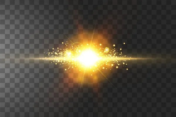 Brillanti stelle dorate isolate su sfondo nero. Illustrazione vettoriale. — Vettoriale Stock