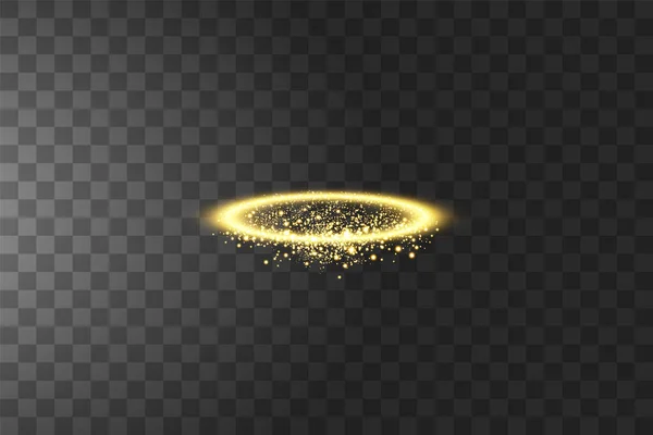Złoty pierścień anioła aureoli. Izolacja na czarnym przezroczystym tle, ilustracja wektora — Wektor stockowy
