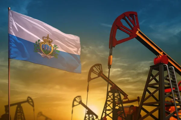 Концепция Нефтяной Промышленности Сан Марино Промышленная Иллюстрация Развевающийся Флаг Сан — стоковое фото