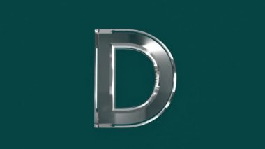 Videolarınızda yer alan sözcükler için hareket eden yansıması olan beyaz parlak cam yazı tipi veya alfabe - yeşil arkaplanda D harfi, 60FPS 4K UHD canlandırma