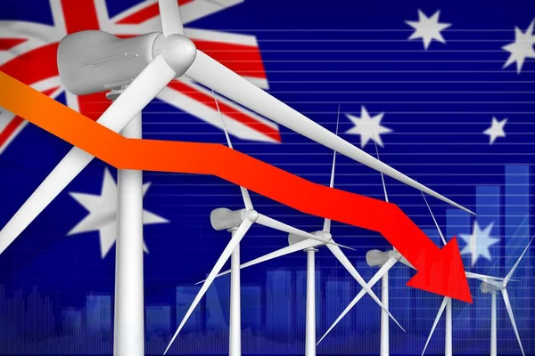 Australia Grafico Abbassamento Dell Energia Eolica Freccia Verso Basso Illustrazione — Foto Stock