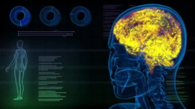 Nörobilim - insan beynindeki zihinsel sinirsel dürtüler kavramı, zihinsel bozukluklar kavramı - UHD 4K 60fps tıbbi arka plan animasyonu