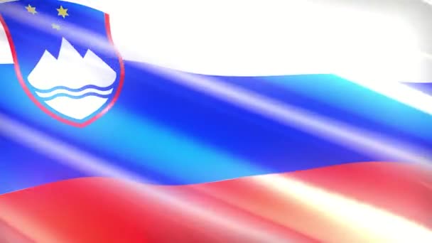 60Fps Błyszczące Wakacje Słowenia Flaga Macha Uhd Płynna Animacja Pętli — Wideo stockowe