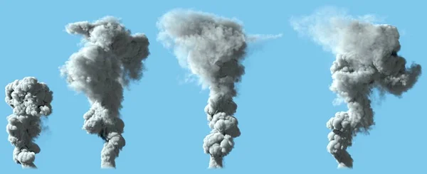 Különböző Renderek Sűrű Szürke Füst Oszlop Mint Vulkán Vagy Nagy — Stock Fotó