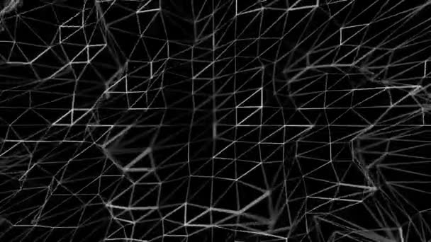 白色三角形网状多边形在黑色上运动的无缝环路背景 数据网络概念 60Fps Uhd 3D可漏洞动画 — 图库视频影像